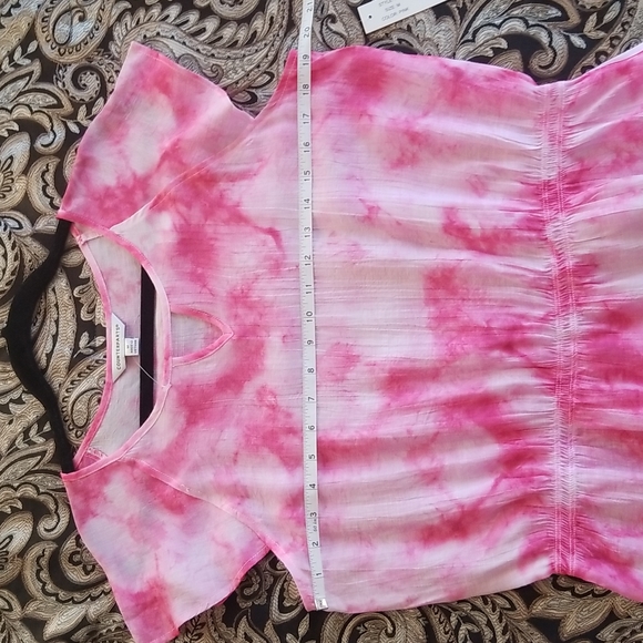 Counterparts Tie Dye Peplum Style Short Sleeve Blouse Top, size M - Picture 8 of 16